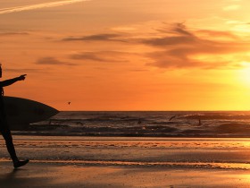 Surfers at Rømø Sunset